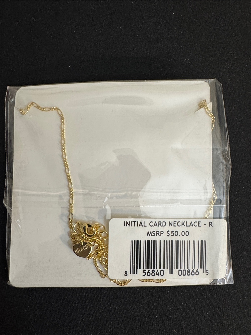 Bracha Gold Initial 'R' Rectangle Pendant Necklace - Picture 2 of 2